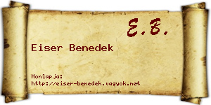 Eiser Benedek névjegykártya